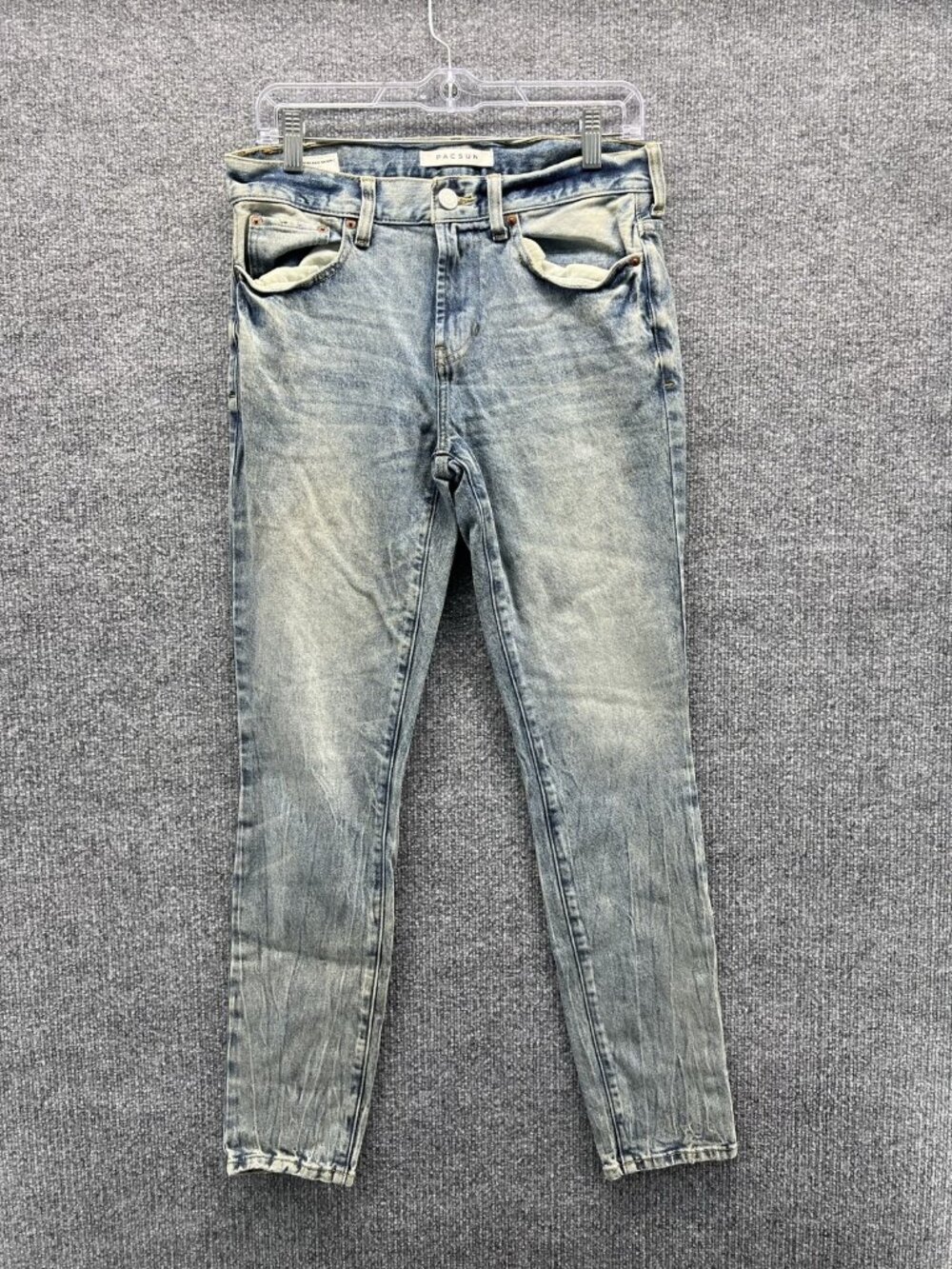 PacSun Jeans Mens 29x30 Blue Stacked Skinny Denim Light Wash Distressed